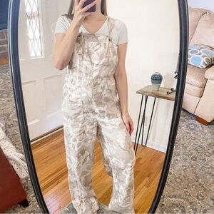 Anthropologie Wide Leg Linen Blend Jumpsuit Beige